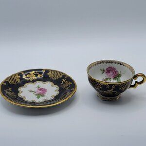 Vintage MITTERTEICH Bavaria Germany Gold Cup & Saucer Rose